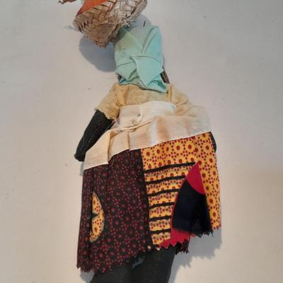 4 Dolls - all wood, peg doll, Vintage Jamaica Souvenir Doll - Vintage composite Souvenir Doll - and small Greek dancer Souvenir Doll