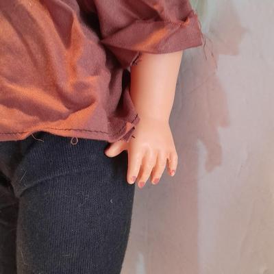 19" Plastic doll with noise maker and her Jointed teddy bear