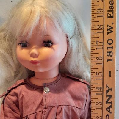 19" Plastic doll with noise maker and her Jointed teddy bear