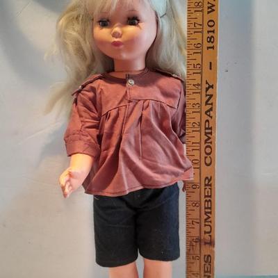 19" Plastic doll with noise maker and her Jointed teddy bear