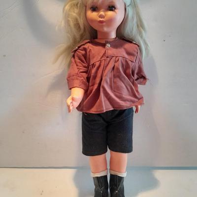 19" Plastic doll with noise maker and her Jointed teddy bear