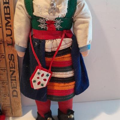 Two Vintage 1940's Swedish / Holland Celluloid Costume Dolls 9 1/2"