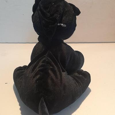 RARE Josit Enterprises Vintage Plush Puppy Dog Black Velvet Rubber / Vinyl Face