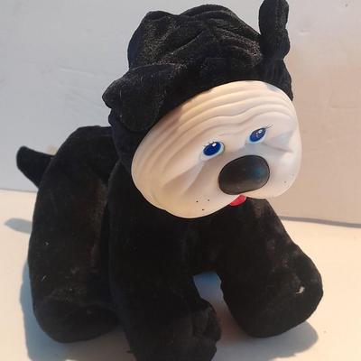 RARE Josit Enterprises Vintage Plush Puppy Dog Black Velvet Rubber / Vinyl Face