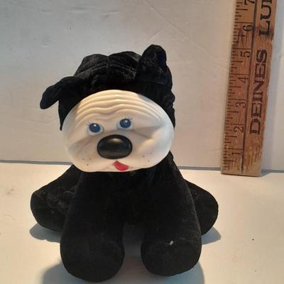 RARE Josit Enterprises Vintage Plush Puppy Dog Black Velvet Rubber / Vinyl Face