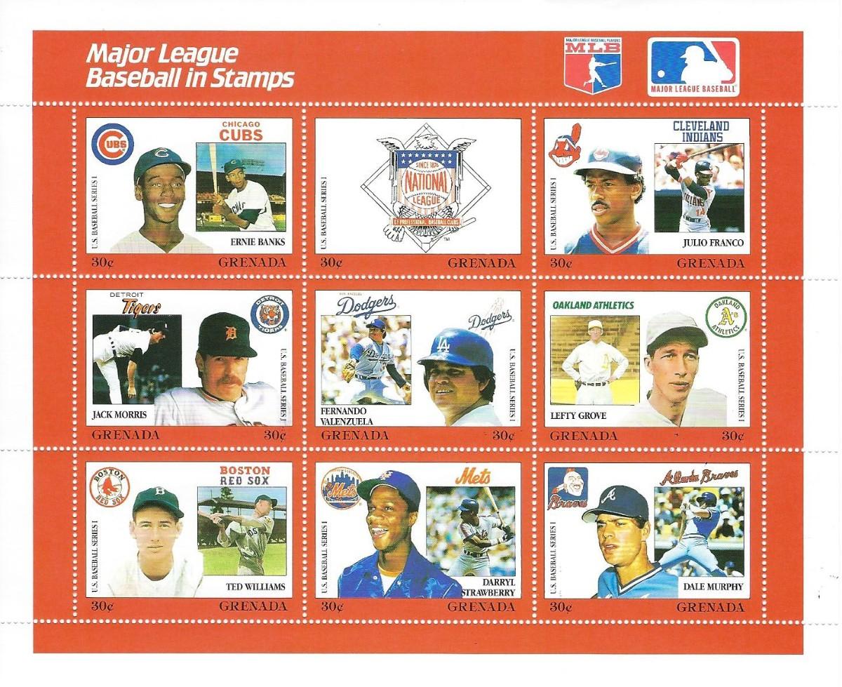 Major League Baseball Souvenir Stamp Sheet Grenada | EstateSales.org