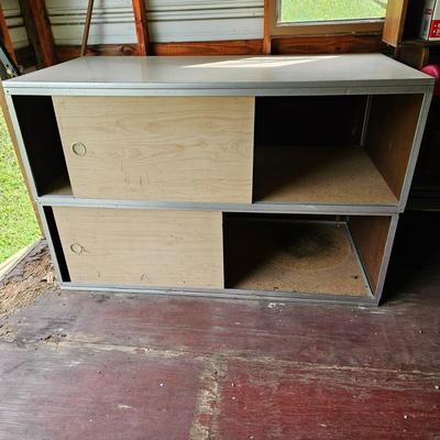 Two Wood/Metal Storage Cabinets  (OB1-JS)