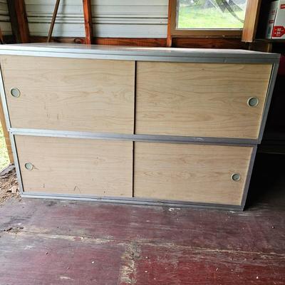 Two Wood/Metal Storage Cabinets  (OB1-JS)