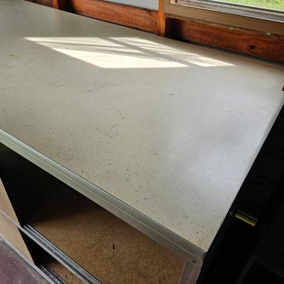 Two Wood/Metal Storage Cabinets  (OB1-JS)