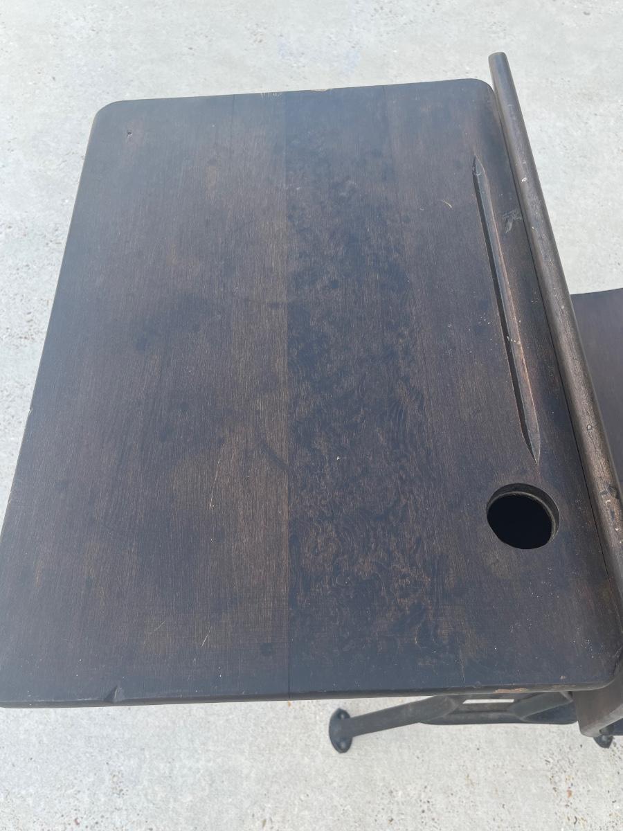 AS CO. Solid Wood Vintage Folding School Chair & Desk