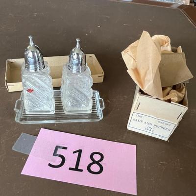 Japan Crystal Shakers on Tray NIB