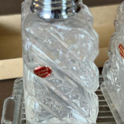 Japan Crystal Shakers on Tray NIB
