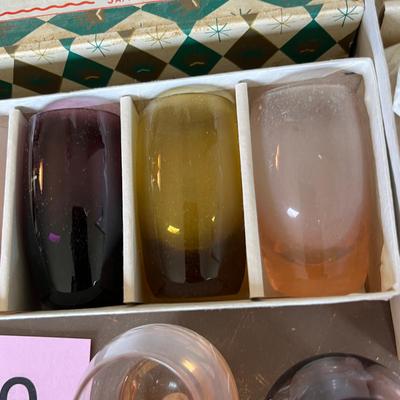 Vintage colored Shot glasses & brandy