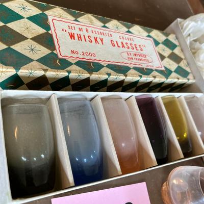 Vintage colored Shot glasses & brandy