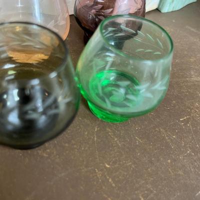 Vintage colored Shot glasses & brandy
