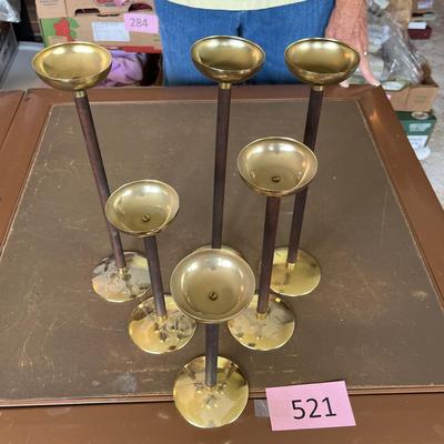 Graduated Brass & Wood Candles