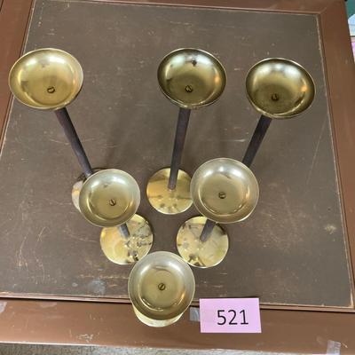 Graduated Brass & Wood Candles