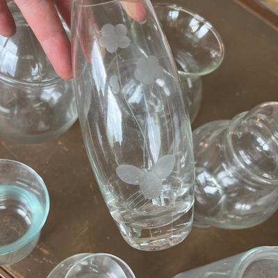 Box lot of Clear Jars & Vases