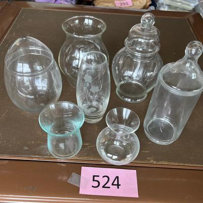 Box lot of Clear Jars & Vases