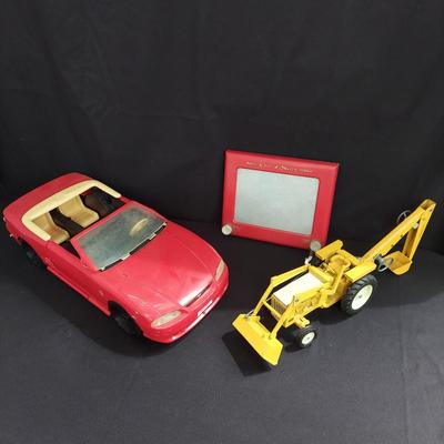 Vintage Barbie Car, Etch A Sketch, International Metal Tractor and More Toys (OB4-BBL)