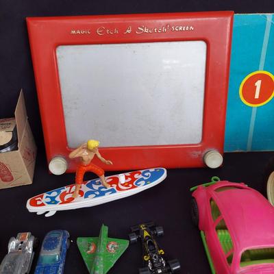 Vintage Barbie Car, Etch A Sketch, International Metal Tractor and More Toys (OB4-BBL)