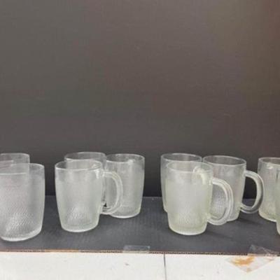 Set of Ten Vintage Frosted Heavy Large Steins