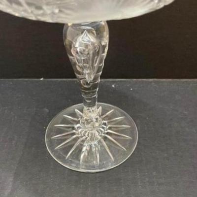 Heavy Brilliant Cut Scalloped Sawtooth Pedestal Candy Dish