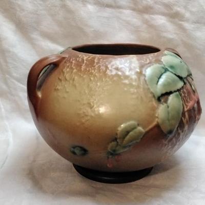 Antique Roseville Brown Fuchsia Green JardiniÃ¨re 347-6 Circa 1936