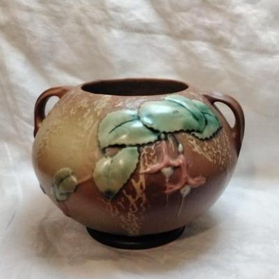 Antique Roseville Brown Fuchsia Green JardiniÃ¨re 347-6 Circa 1936