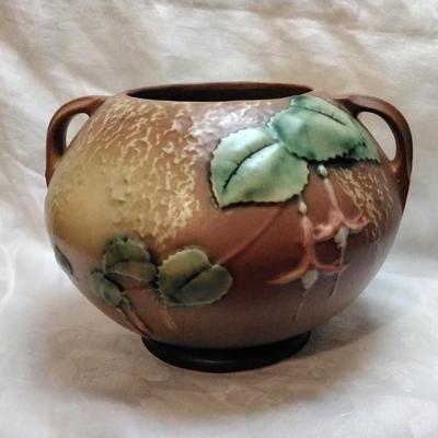 Antique Roseville Brown Fuchsia Green JardiniÃ¨re 347-6 Circa 1936