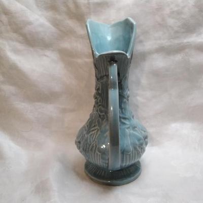 Vintage 1940's Blue Mccoy Pottery Grape Vine & Leaves Ewer