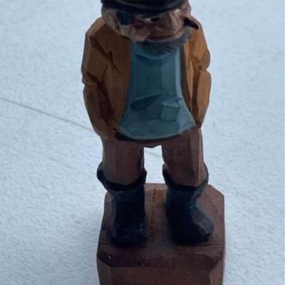 Vintage Hand Carved Wood Fisherman