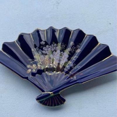 Vintage Kutani Porcelain Fan Plate