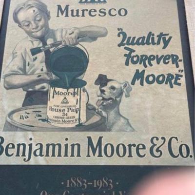 Vintage Benjamin Moore Advertising Sign Framed