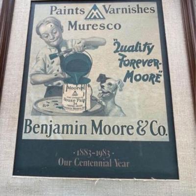 Vintage Benjamin Moore Advertising Sign Framed