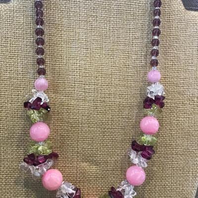 Cute Glass Necklace. Multi Colored