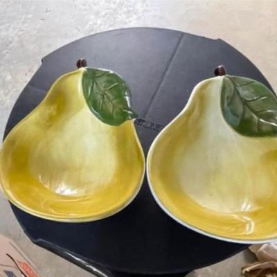 Two Ceramic Pear Serving Dishes