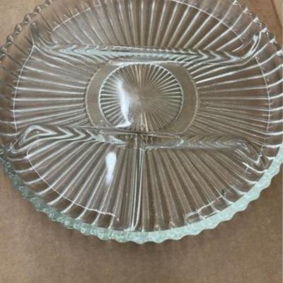 Heavy Glass Divided Serving Platter