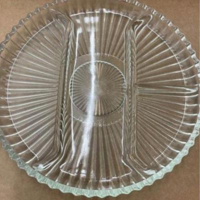 Heavy Glass Divided Serving Platter