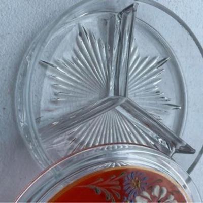 Vintage Hand Painted Divided Dish with Lid