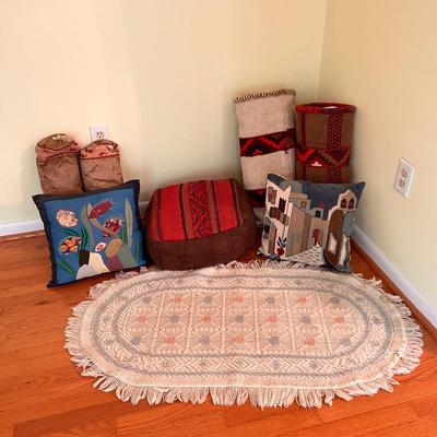 Vintage Pillow Rug Lot - Egyptian, Greek, Turkish