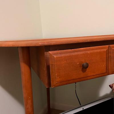 Wood Corner Table Desk w One Drawer