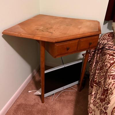 Wood Corner Table Desk w One Drawer