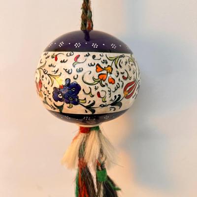Vintage Turkish Ceramic Art + Tin Glass Lantern