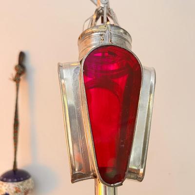Vintage Turkish Ceramic Art + Tin Glass Lantern