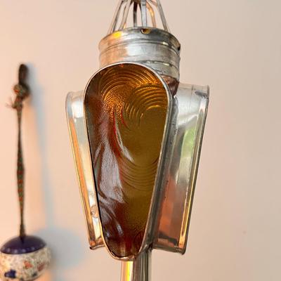 Vintage Turkish Ceramic Art + Tin Glass Lantern