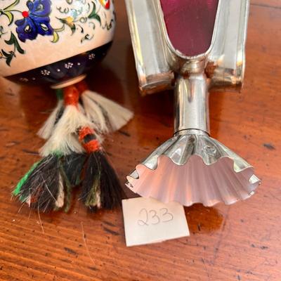 Vintage Turkish Ceramic Art + Tin Glass Lantern