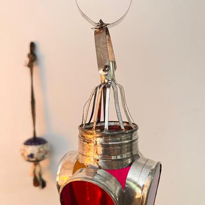 Vintage Turkish Ceramic Art + Tin Glass Lantern