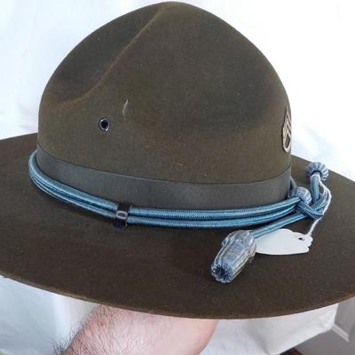 Real Beaver Leather Drill Instructor hat. est $30 to $80.
