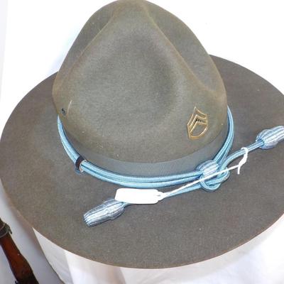 Real Beaver Leather Drill Instructor hat. est $30 to $80.